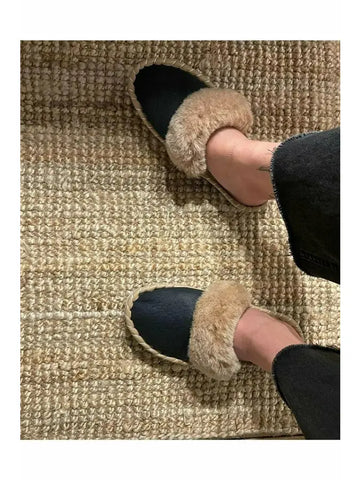 Dark Sheepskin Mule Slippers