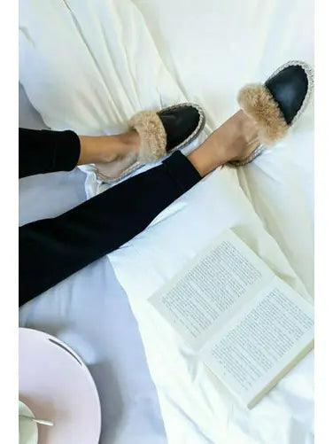 Dark Sheepskin Mule Slippers