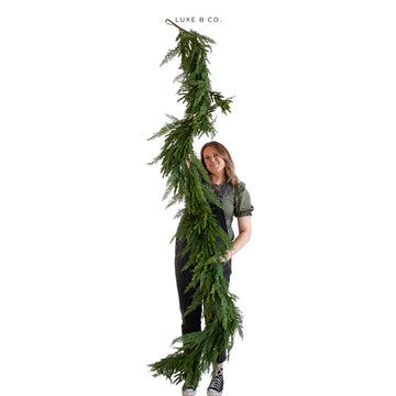 9 ft Norfolk & Cypress Mix Real Touch Faux Christmas Garland PRE-ORDER