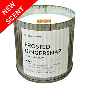 10 oz- Frosted Gingersnap Rustic Vintage Farmhouse Wood Wick Candle