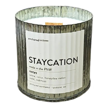 10 oz- Staycation Rustic Vintage Farmhouse Wood Wick Candle
